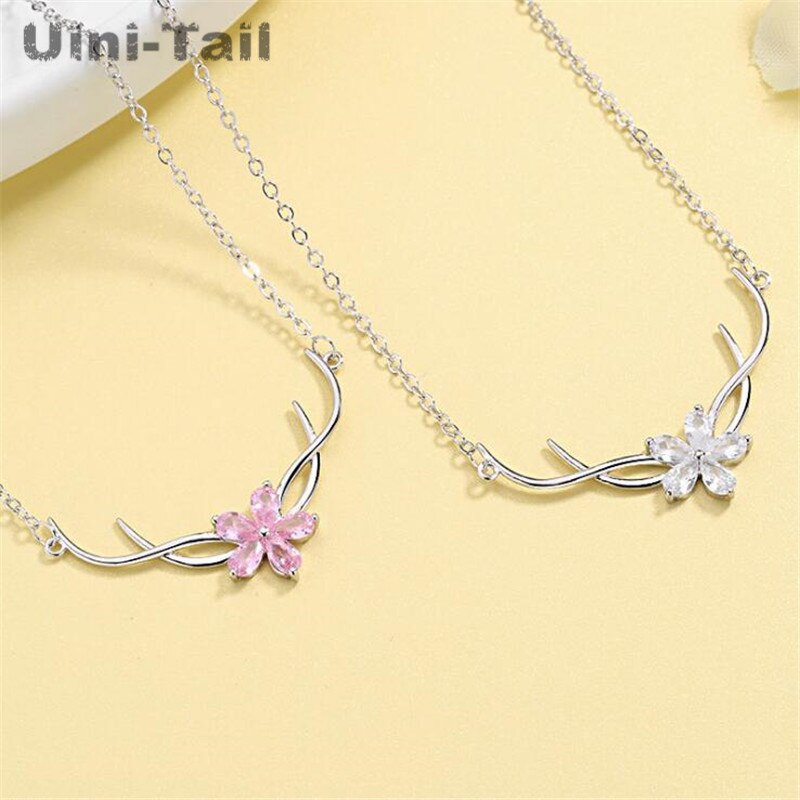 Uini-queue-collier en argent Sterling 925, sautoir en Elk rose, tendance, tempérament, de noël, tendance
