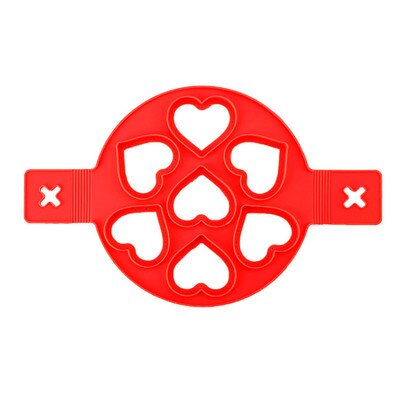 1Pcs Silicone Non Stick Fantastic Egg Pancake Maker Ring Kitchen Baking Omelet Moulds Flip cooker Egg Ring Mold: 7-RED--HEART