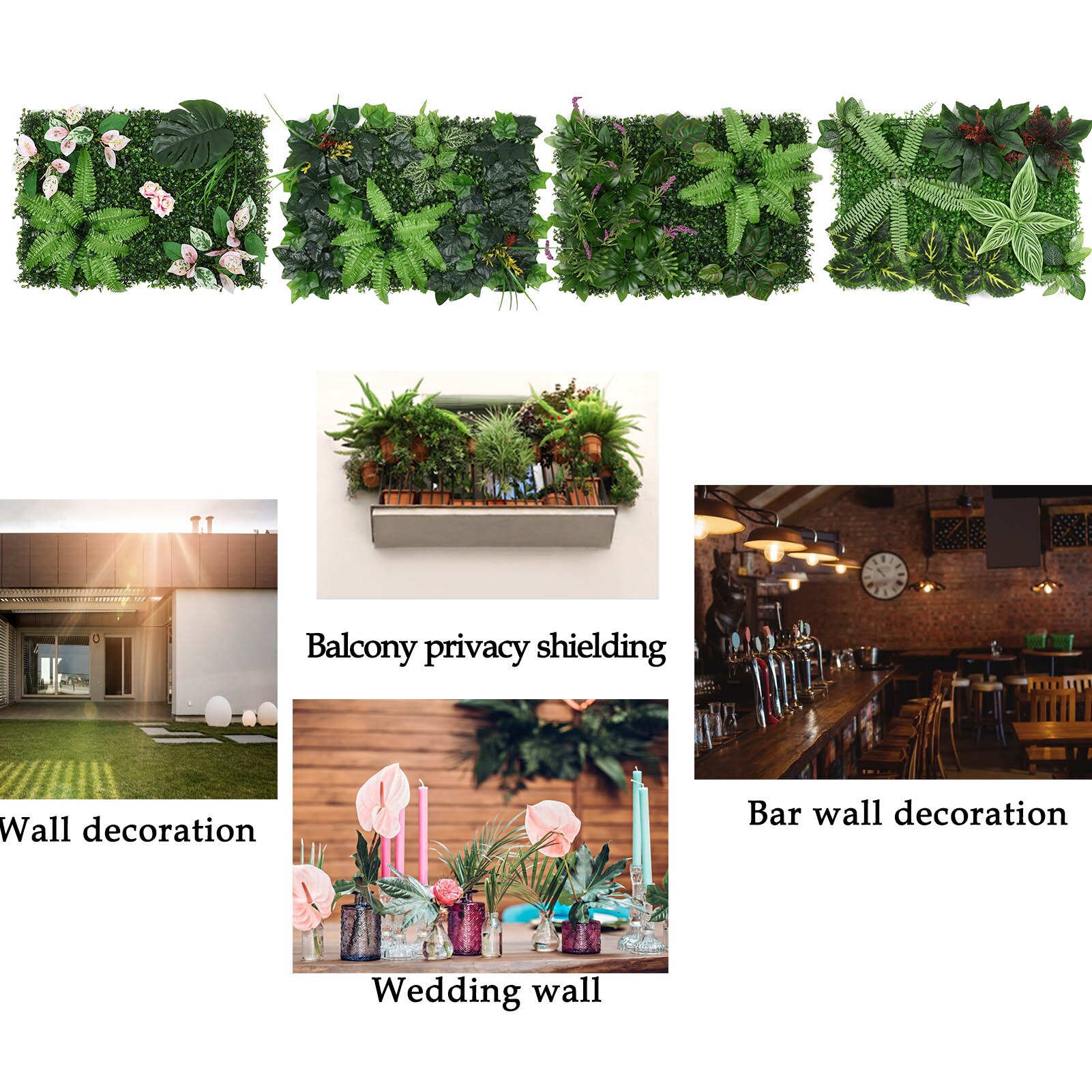 Artificial Plant Hedge Panel UV Protected Privacy Grass Mat Greenery Panel Decor Wall Fence Screen For Outdoor Garden Backyard