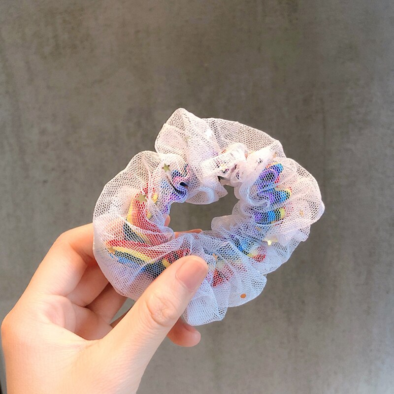 Blød chiffon kvinder hår scrunchie elastiske hårbånd jule strækbart hår bånd hestehale lilla ensfarvet tilbehør: 13