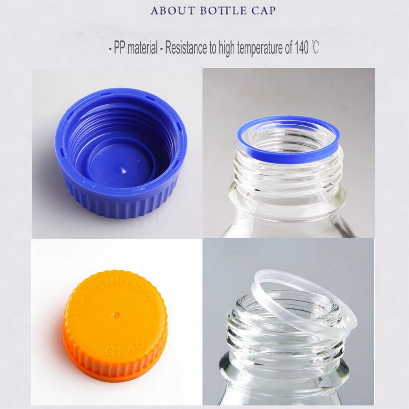 1PC 100ml to 2000ml Lab Transparent Screw cap Reagent bottle Sealed bottle Glass Laboratory Sample Bottle