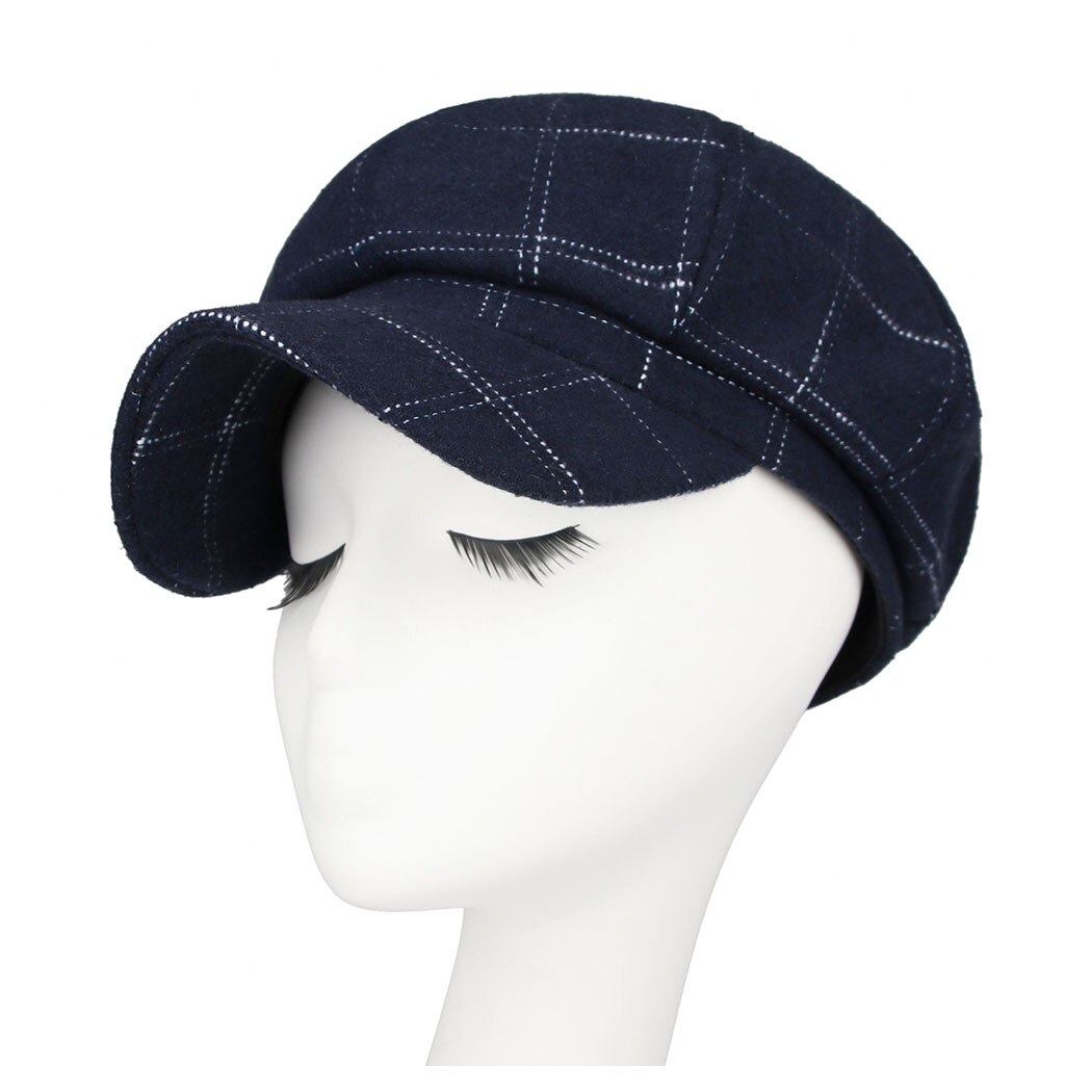 Sombrero Octagonal de tela escocesa para mujer gorra de béisbol de Vintage de invierno sombreros de ala de algodón Casual Boina otoño para mujer tapas