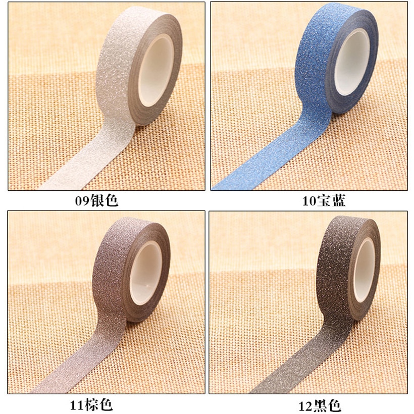 Självhäftande silverguld glitter washi tejp scrapbooking julfest kawaii söta dekorativa papper hantverk