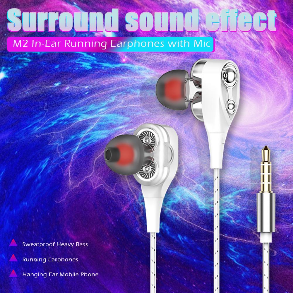Roreta Dual Driver Stereo Bekabelde Oortelefoon Universele 3.5Mm Hoge Bass Oordopjes In-Ear Sport Headset Bass Core Dynamische cirkel Headest
