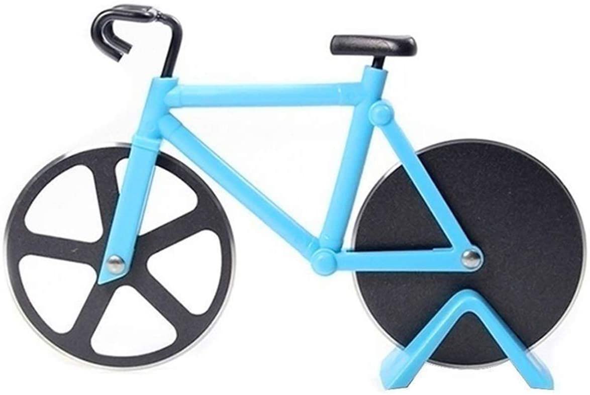 Bicycle Pizza Cutter Wheel Stainless Steel Plastic Bike Roller Pizza Cutting Wheels Chopper Kitchen Gadget Baking Accessories: Blue