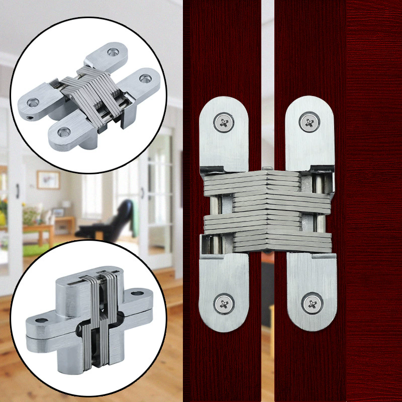 1PC Stainless Steel Hidden Hinges 180° Invisible Folding Window Door Hinge With Screws Furniture Hardware Accessories
