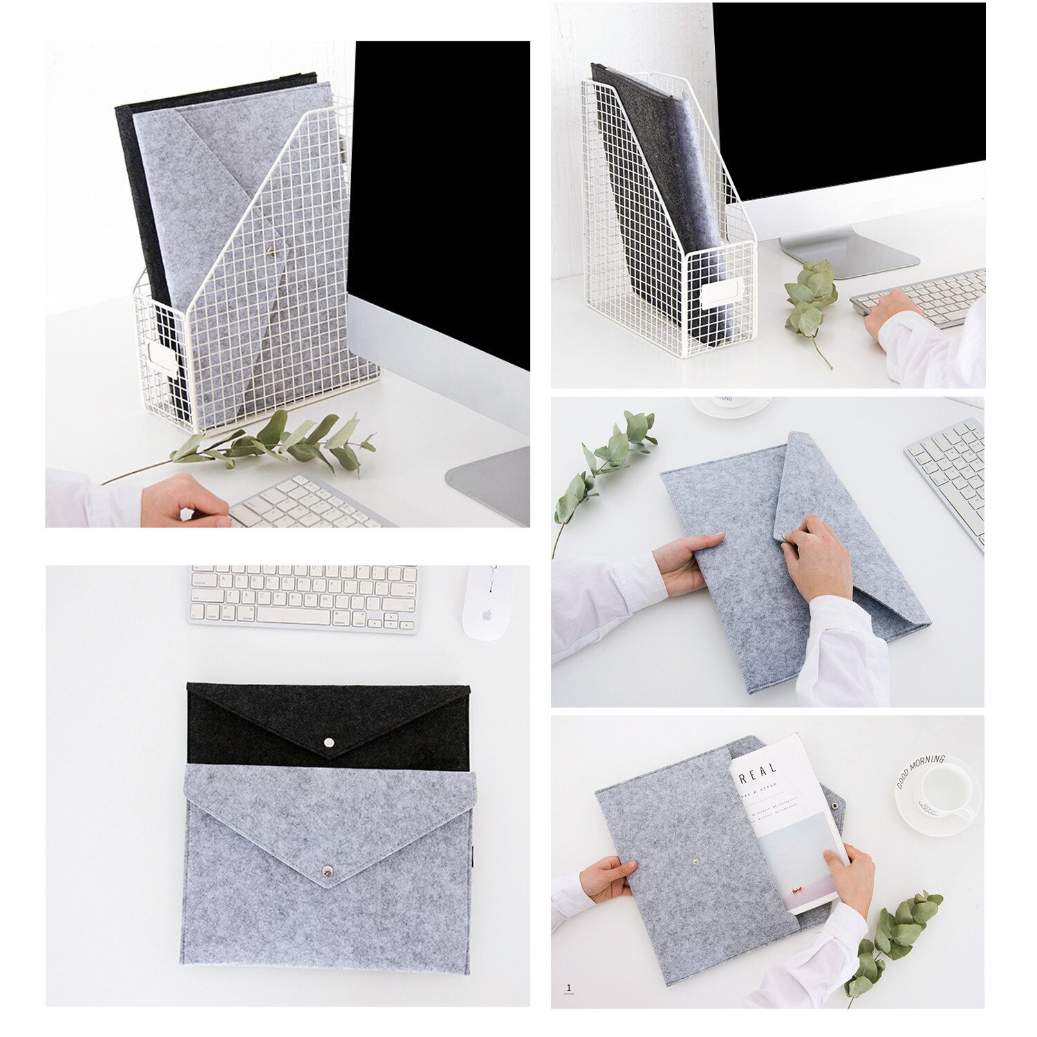 Simple Solid A4 Big Capacity Document Bag Business Briefcase File Folders Chemical Felt Filing Products Student