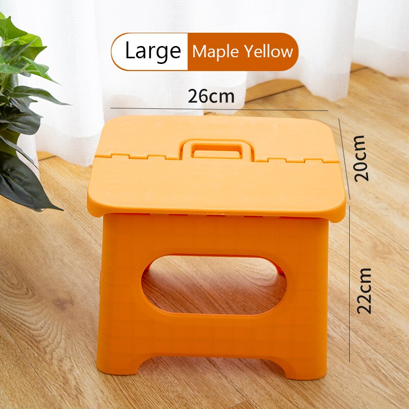 Folding stool home folding chair portable outdoor travel simple kitchen seat home space saving living room furniture strong: Yellow big