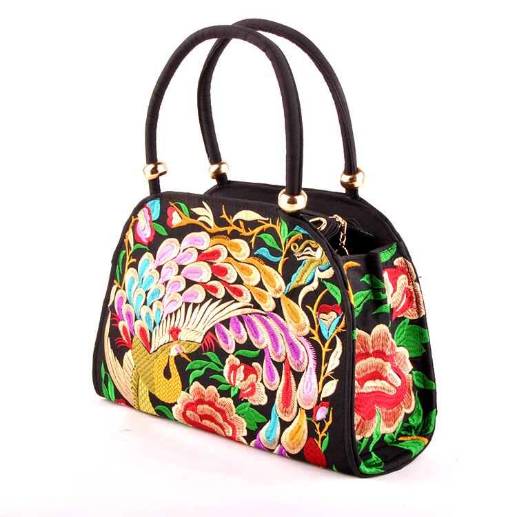 Vintage geborduurde multifunctionele boodschappentassen nationale bloemenborduursels dames schouder- en handtassen bohemian kleine draagtas