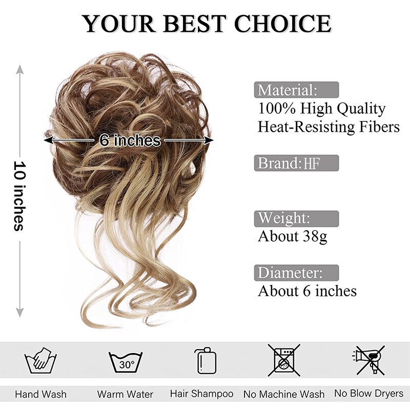 Synthetic Hair Bun Chignon Messy Curly Hair Band Elastic Scrunchy False Hair Pieces For Women Hairpins Black Brown
