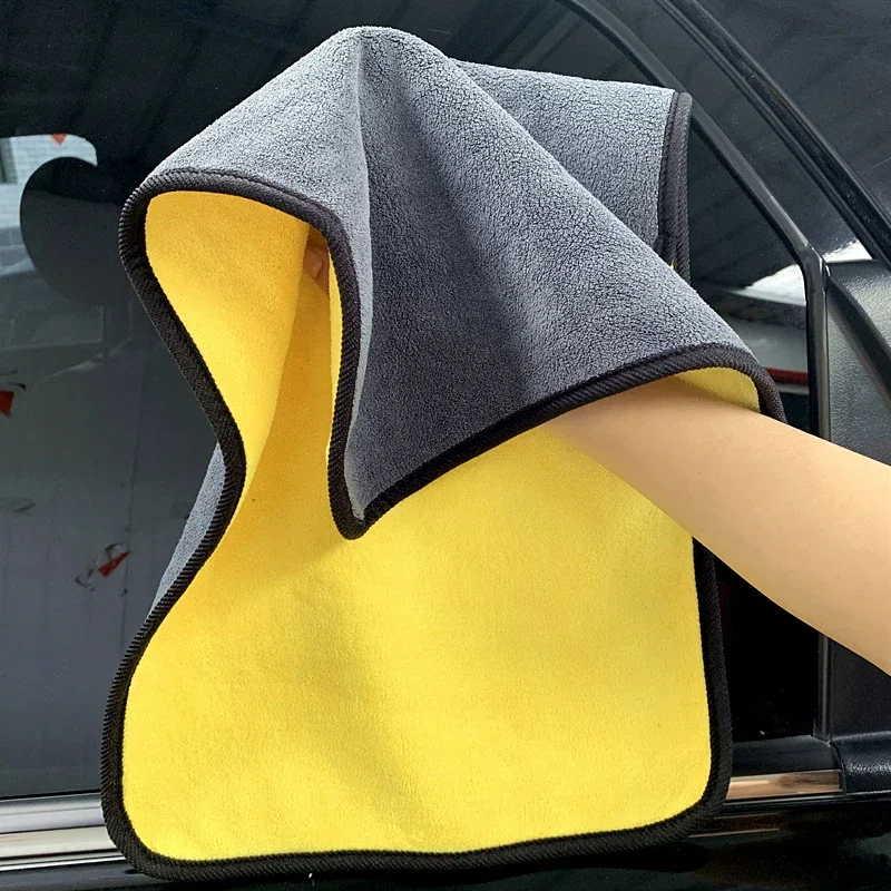 Serviette de lavage de voiture en microfibre, 5/1 pièces, Double face, épaisse, chiffons de nettoyage de voiture, ménage, cuisine, fenêtres, miroirs, chiffons d'essuyage