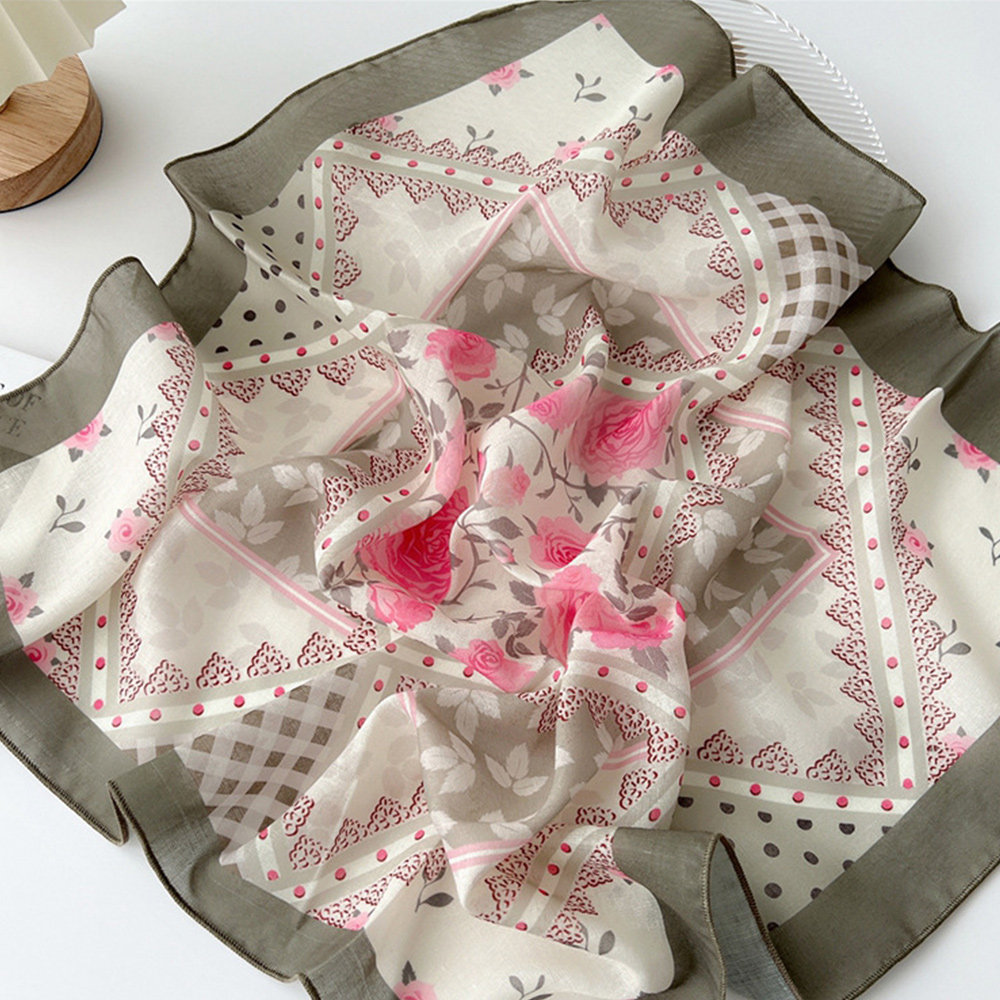 Châle Carré en Coton et Lin pour Femme, Écharpe Douce, Hijabs, Bandanas, Protection Solaire, Foulard de Tête, 55cm