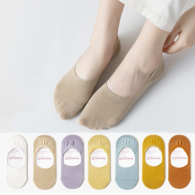 Calcetines invisibles antideslizantes para mujer, calcetín de silicona de corte ultrabajo, Fondo de algodón fino, de verano, 1 par