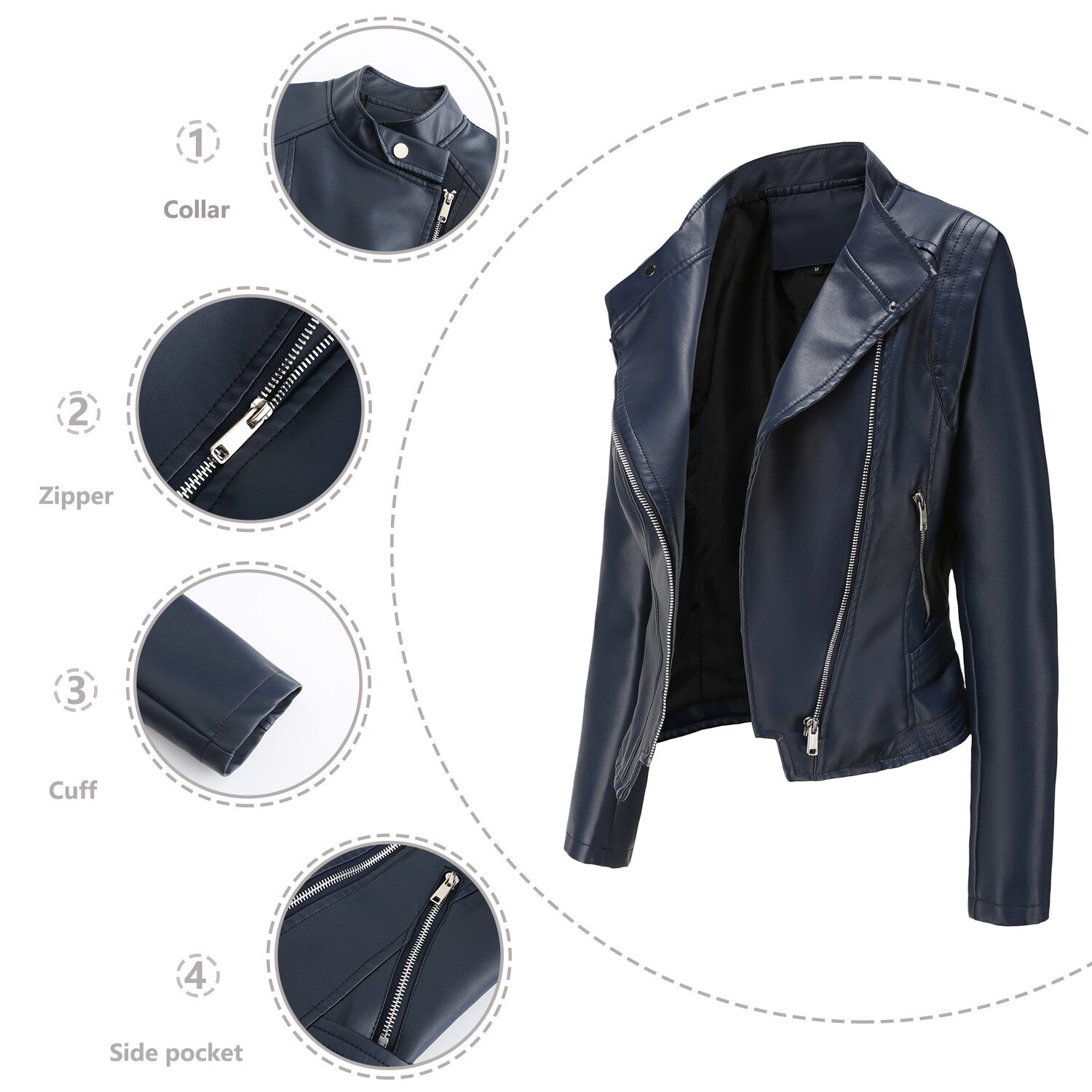British Style Pu Lapel Women's Slim Leather Clothes Spring And Autumn Thin Long Sleeve Big Size Coat Short Jacket