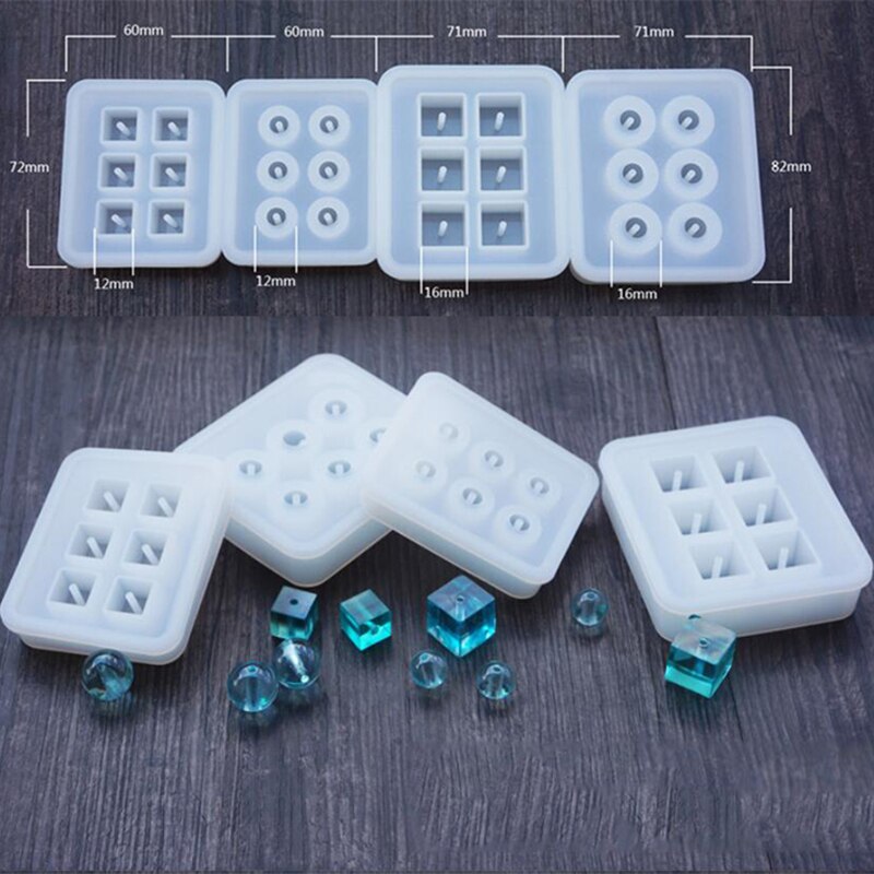 Silicone Mold 12Mm 16Mm Cube Ball Kralen Met Gat 6 Compartiment Epoxy Hars Siliconen Mal Handgemaakte Craft Sieraden maken