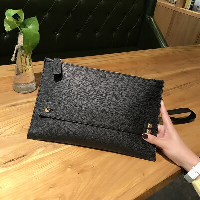 Women Envelope Clutch Bag PU Leather Female Day Clutches Red Women Handbag Wrist clutch purse evening bags bolsas: Black