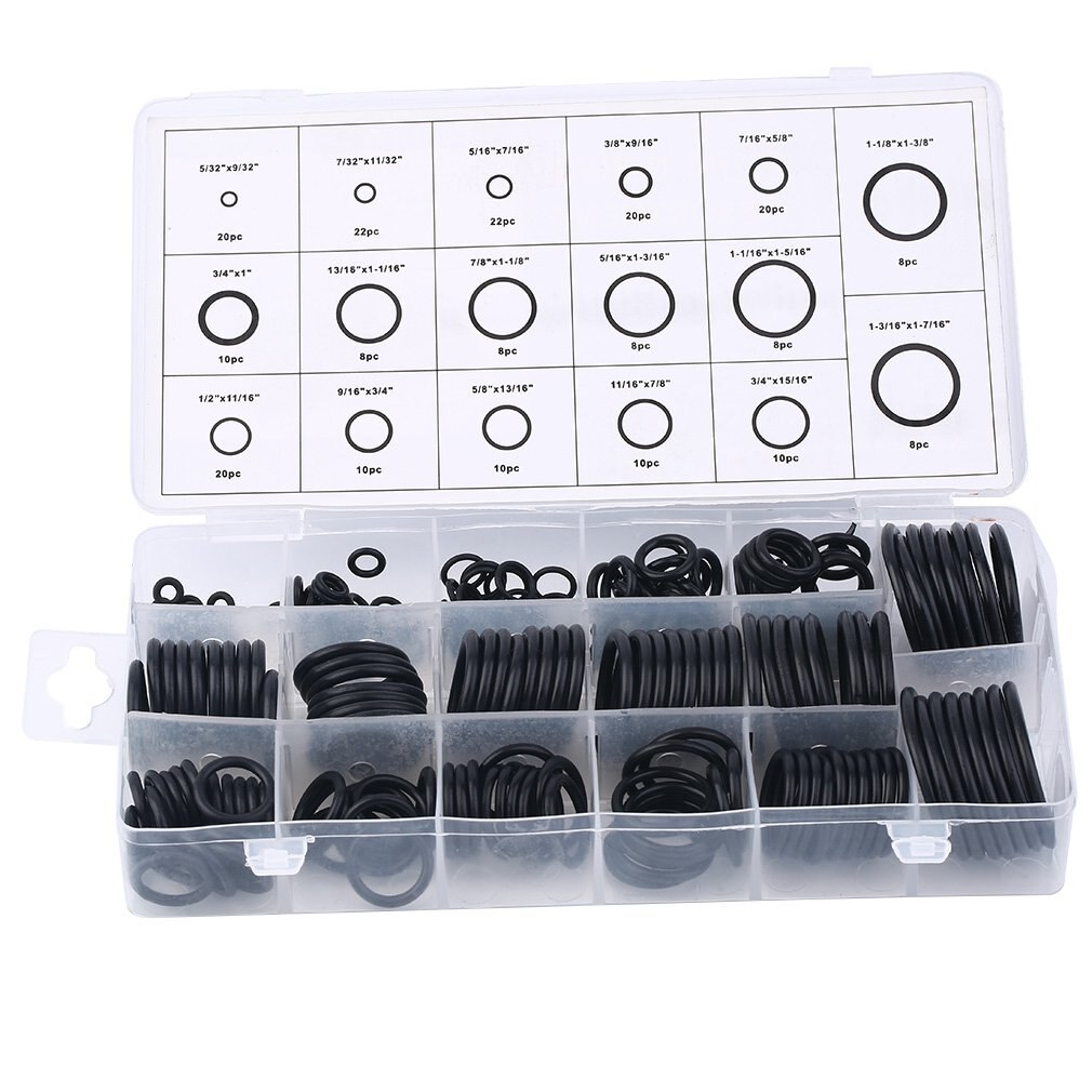 222PCS 17 Sizes Universal Rubber O-Ring Assortment Set Gasket Automotive Seal Kit Black Built-in width gauge
