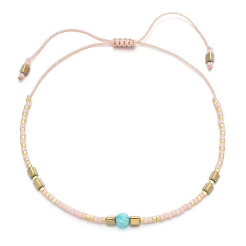 Boheme tynde miyuki beaded sten krystal armbånd & amp; armbånd til kvinder håndlavede vintage armbånd med etnisk knude