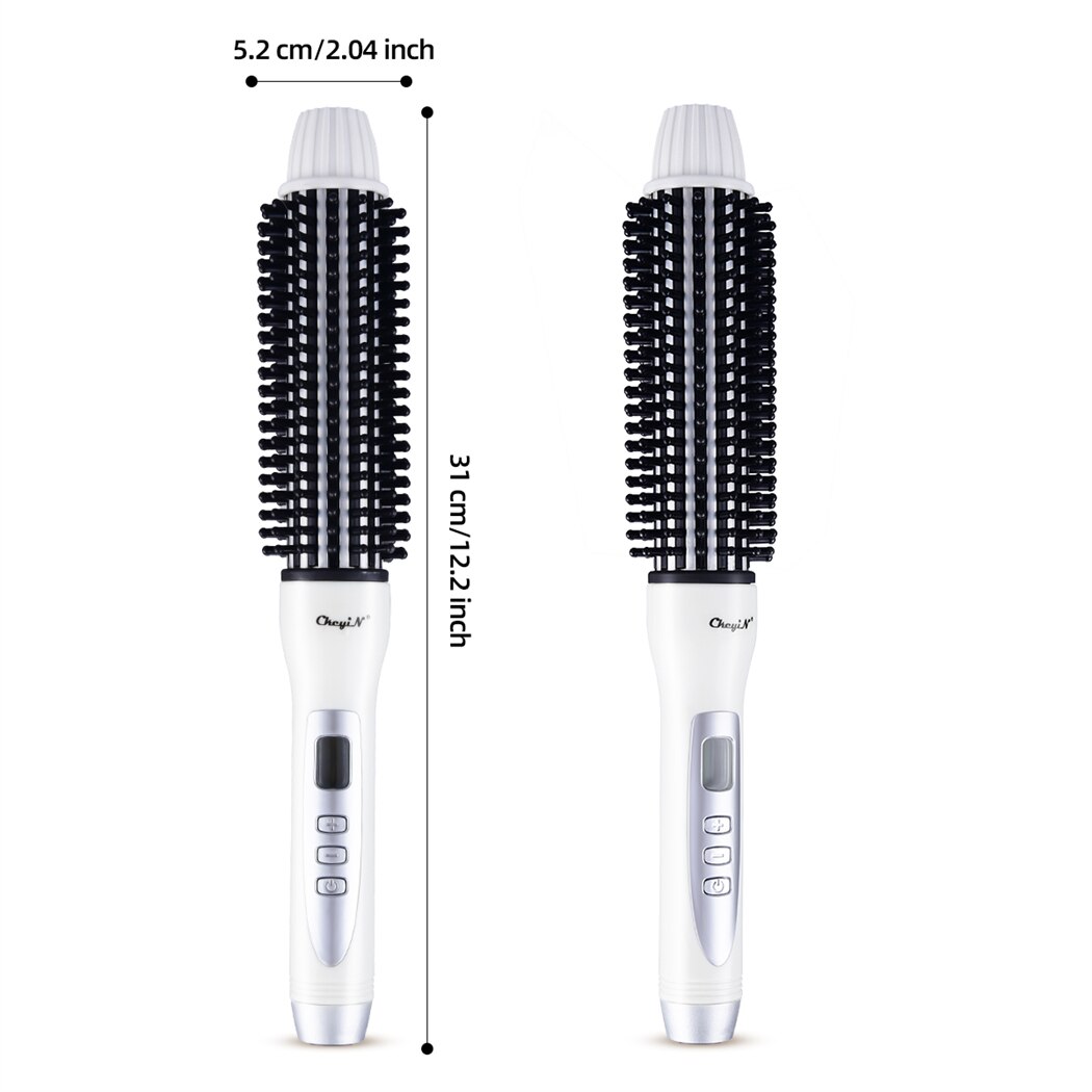 Ckeyin Ceramic Anion Hair Curler Straightener Heat Comb LCD Hair Brush Curling Comb Round Large Roller Waver 40