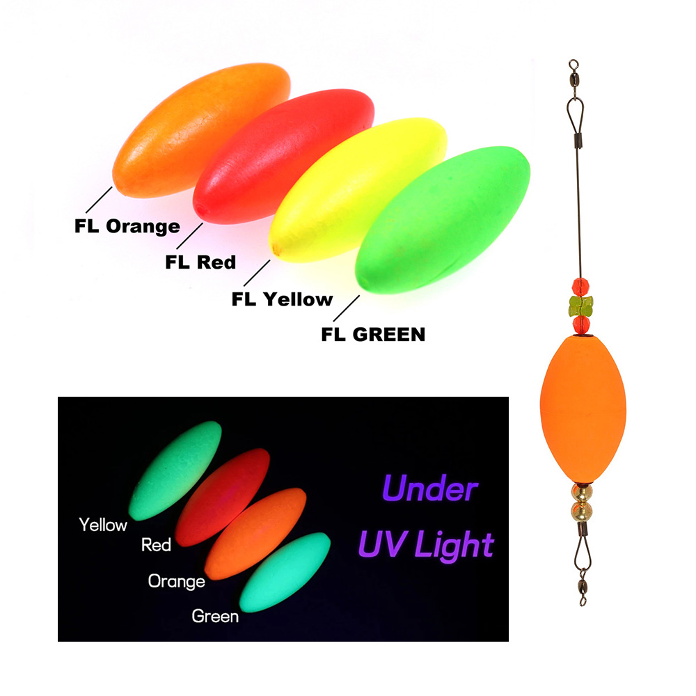 Bimoo 10 stücke Oval Angeln Rig Float Bobber Fluoreszierende Schaum Perlen Für Pompano Snappers Wels Salzwasser Angeln Boden Rigs