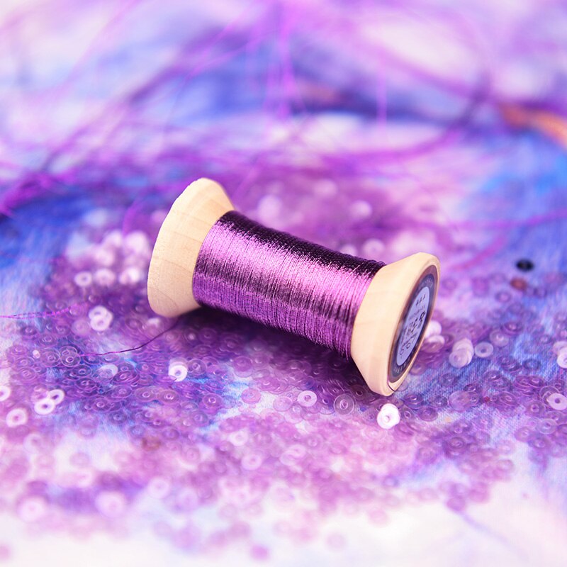 Serie rosa violeta de hilo de oro/hilo de bordado francés/carrete de bordado/hilo de bordado dorado colorido/50 metros/rollo: 2