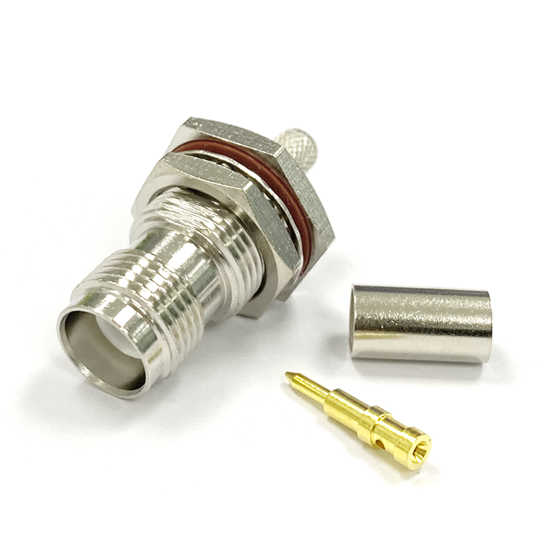 1pc RP-TNC Female Jack Nut RF Coax Convertor Connector Crimp RG58 RG142 RG400 LMR195 Straight Nickelplated