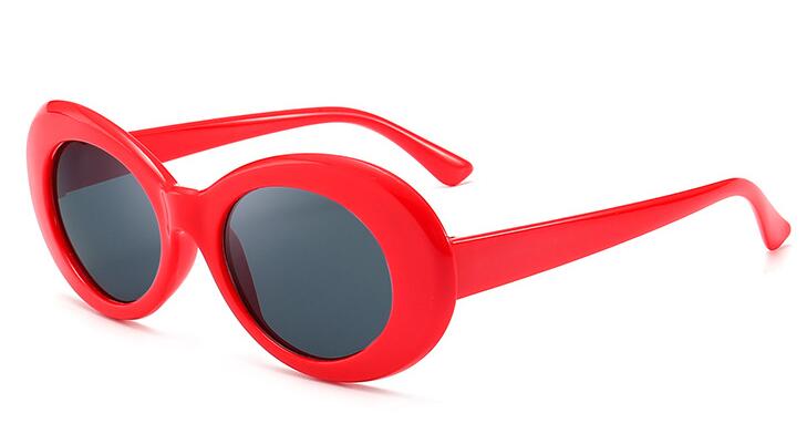 Classic clout goggle kurt cobain briller ovale damer solbriller vintage retro solbriller til kvinder  uv400 gafas de sol 9750: Rød