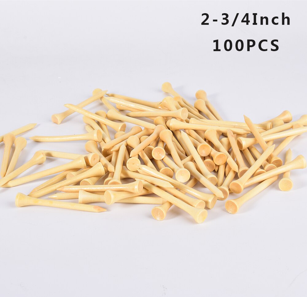 50/100 stk golf tees bambus 83mm 70mm ubrydelig tee golf træning swing øvelse tilbehør mindre friktion stærkere 4 størrelse bulk: 70 mm 100 stk