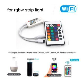 Wifi fjernbetjening alexa google hjemme stemmestyring rgbw rgb cct  ws2811 ws2812b pixel led strip lys skift/dæmper/timer: Wifi rgbw 24 nøgle ir