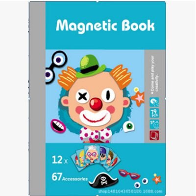 Wooden Magnetic Puzzle Board - Face Changing Expression Game - Educational Toy for Kids: Green
