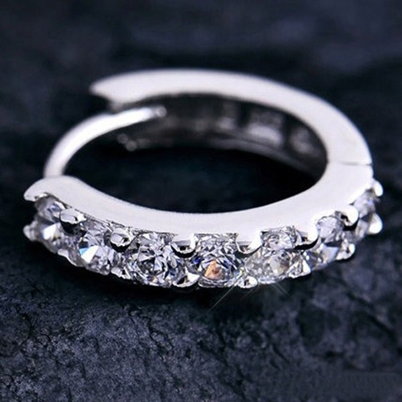 1 paar Frauen Gepflasterte Kristall Zirkon Runde Hoop Ohrringe Einfache Fein Schmuck AIC88