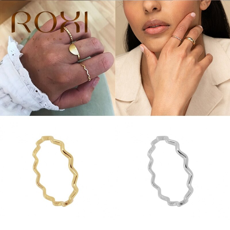 ROXI Minimalistischen 925 Sterling Silber Ring Koreanische eins Welle Ringe für Frauen Zeigefinger Schwanz Silber 925 Ring Schmuck Anillos bague