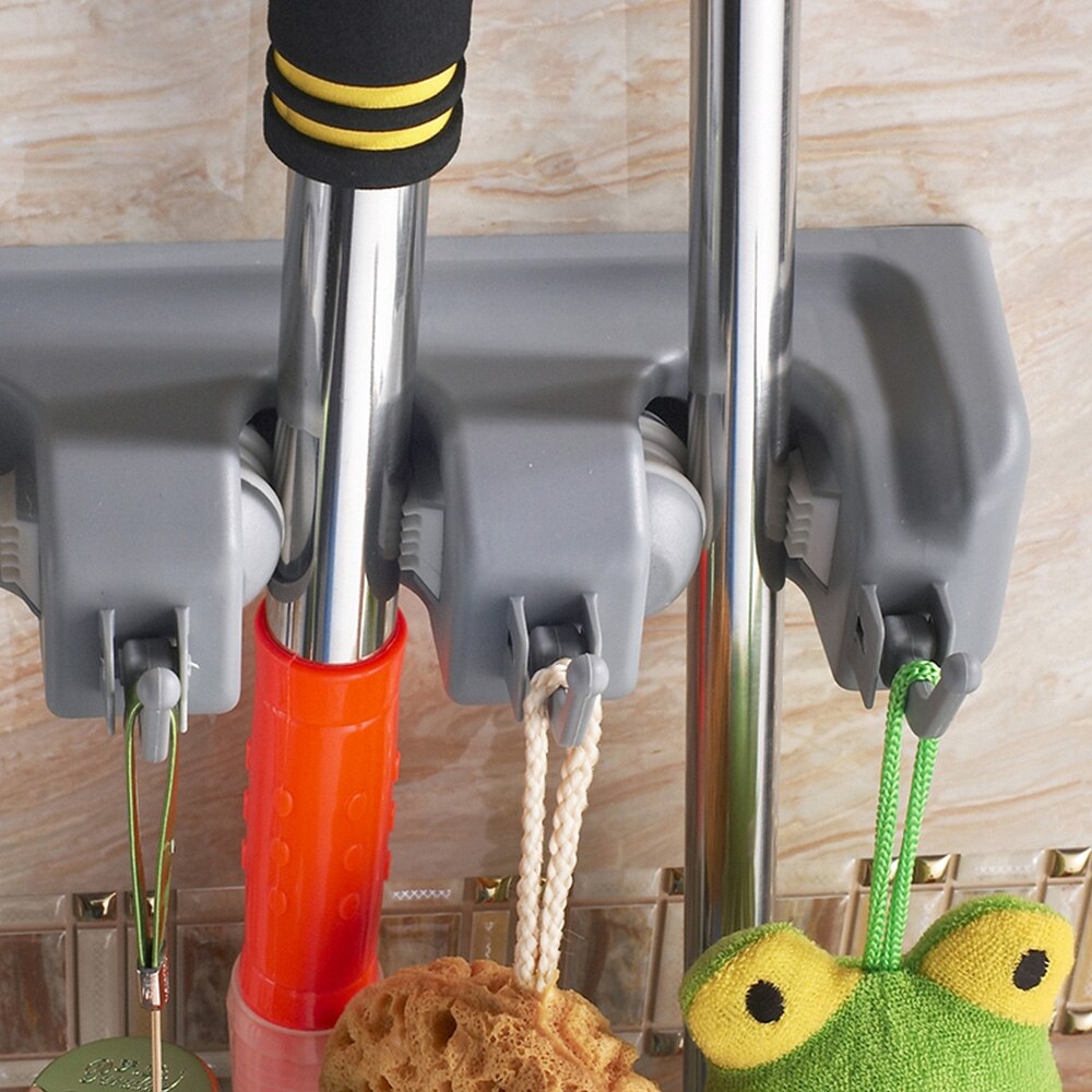 3 Styles Magic Plastic Mop Holder Wall Mounted Storage Holder Multi-Functional Kitchen Storage Broom Holders