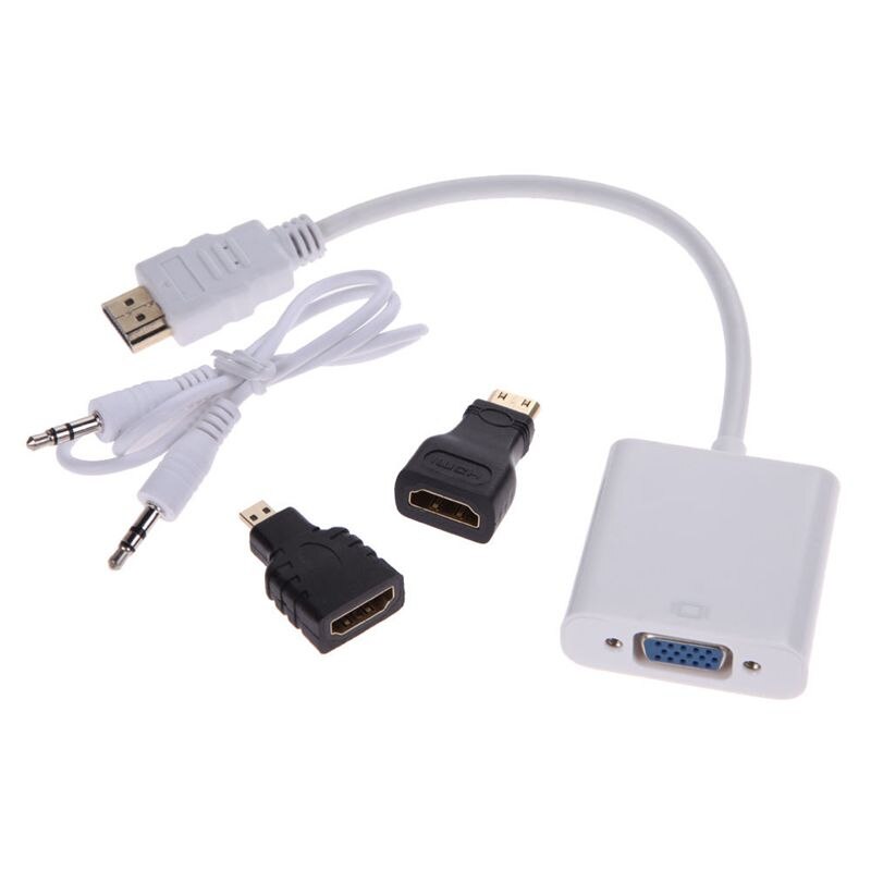 1080p mikro-hdmi/mini hdmi/hdmi til vga konverteradapter med o videokabel: Default Title