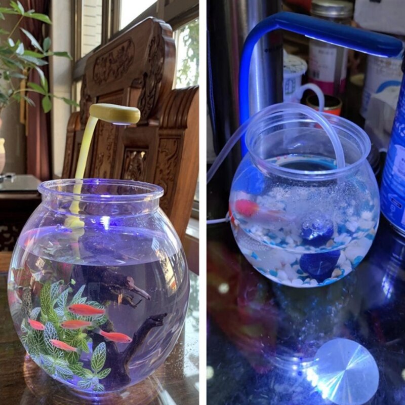 Zelfreinigende plastic aquarium desktop aquarium betta vissenkom voor kantoor huisdecoratie combinatie (rond zoals afgebeeld
