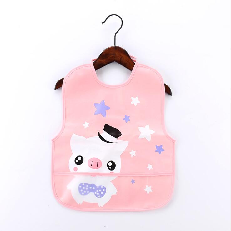 Adjustable Baby Bibs EVA Plastic Waterproof Lunch Feeding Bibs Baby Cartoon Feeding Cloth Children Baby Apron Babador de bebe