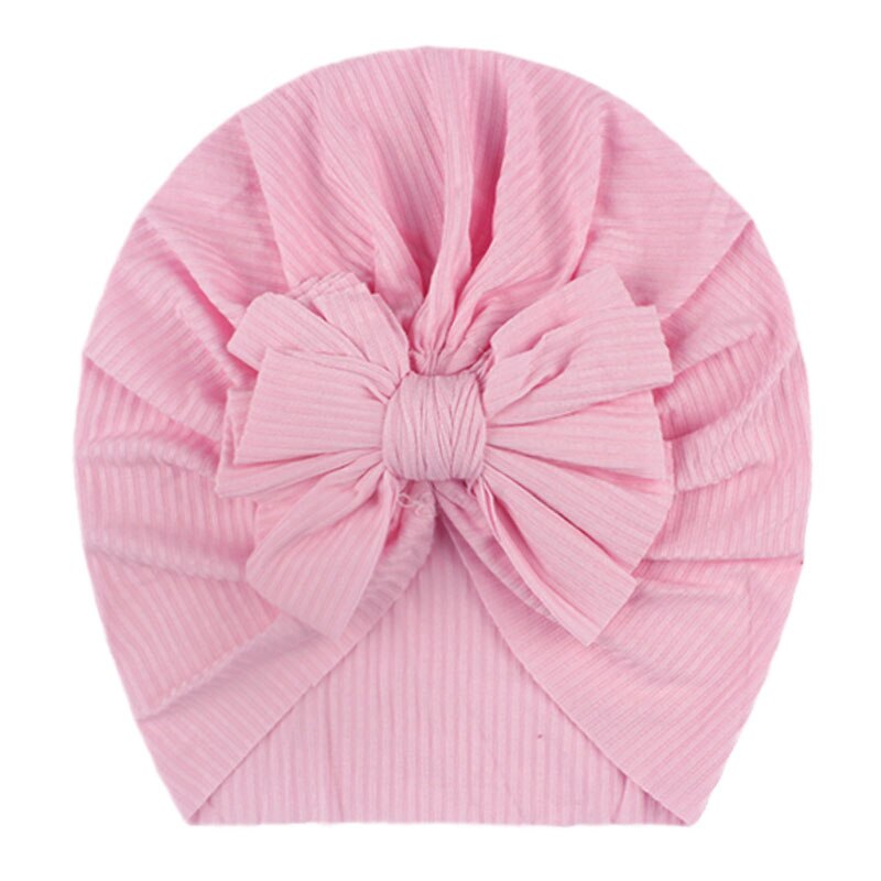 Chapeau Turban doux avec gros nœud pour bébé fille, Bonnet de couleur unie pour -né et enfant en bas âge, printemps: style 3