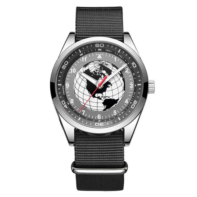 Addiesdive zegarek indywidualny modny styl Retro Pilot nylonowy pasek mineralny lustro stop 40mm Dial kwarcowy zegarek dla mężczyzn: Silver type 1