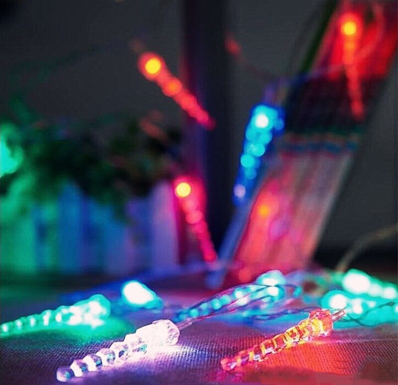 Led istap formet lyssnor batteridrevet 1.5m 3m længde udendørs havefest juledekoration lyssnor: Rgb / 1.5m 10 lysdioder