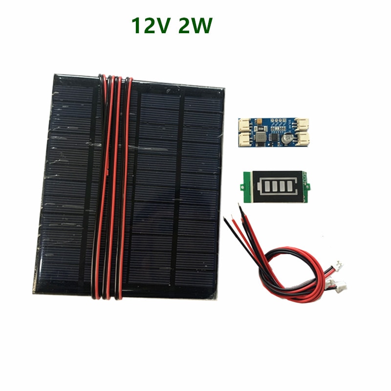 6V 3W Solar panel with Solar min battery charger with battery display DIY KIT PH 2.0 Cable
