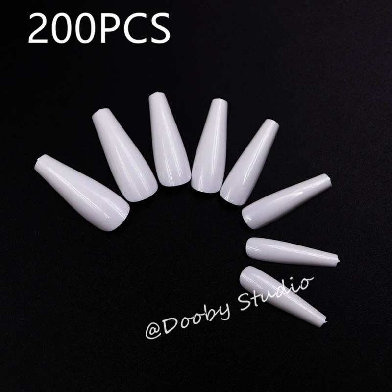Faux Ongles transparents en acrylique, 200 pièces, Capsule cercueil, affichage artificiel, Nail Art, pointe artificielle: White-200pcs-P4-1