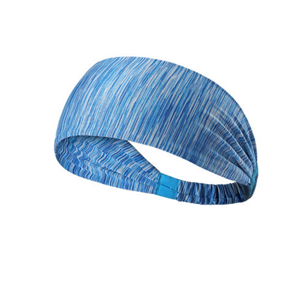 Men Women Elastic Band Head Sweatband Gym Outdoor Sports Basketball Anti-slip Cycling Fitness Breathable Running Sweat-absorbent: Stripe Blue