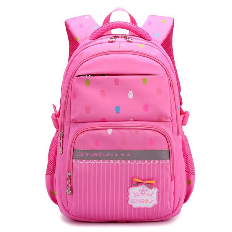Mochila escolar impermeável com estampa de abacaxi, bolsa para meninas, adolescentes, grande capacidade: Pink
