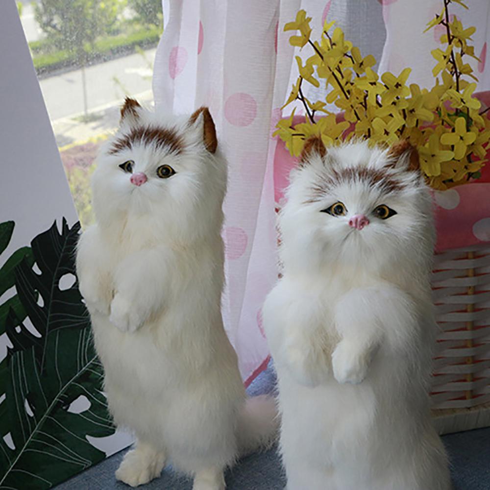 Realistic Cute Standing Fortune Cat Household Photography Props Car Decor