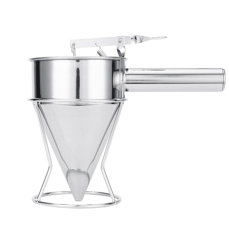600/1200 ml Öleimer mit Halter Edelstahl Trichter Spender Cupcake Pfannkuchen Teig Octopus Ball Küche Backen Werkzeug: WHITE