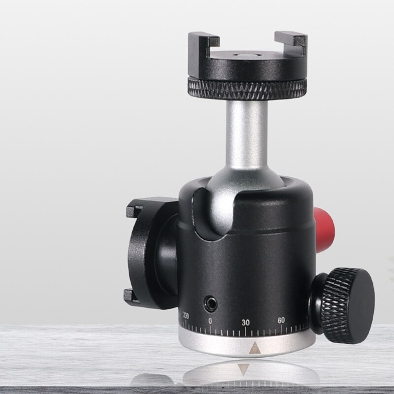 Ball Head Mount Aluminum Alloy Swivel Mini Ball Head 1/4 inch Screw Mount for DSLR Camera Fill Light Tripod Ball Head