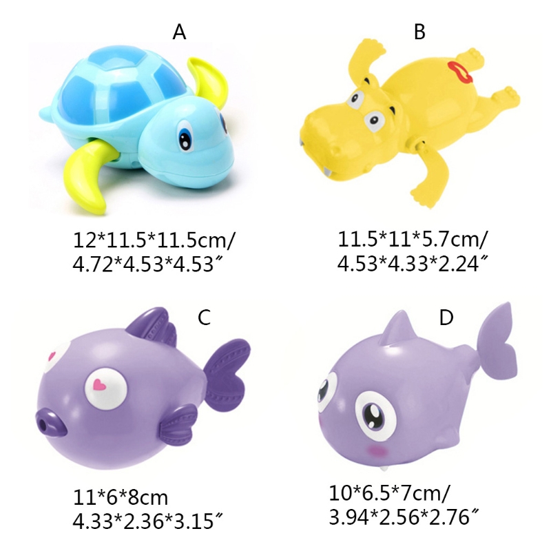 Leuke Cartoon Peuter Bad Speelgoed Wind-Up Schildpad Badkamer Baby Clockwork Dier Kleine Schildpad Hippo Vis Vormige Zwemmen