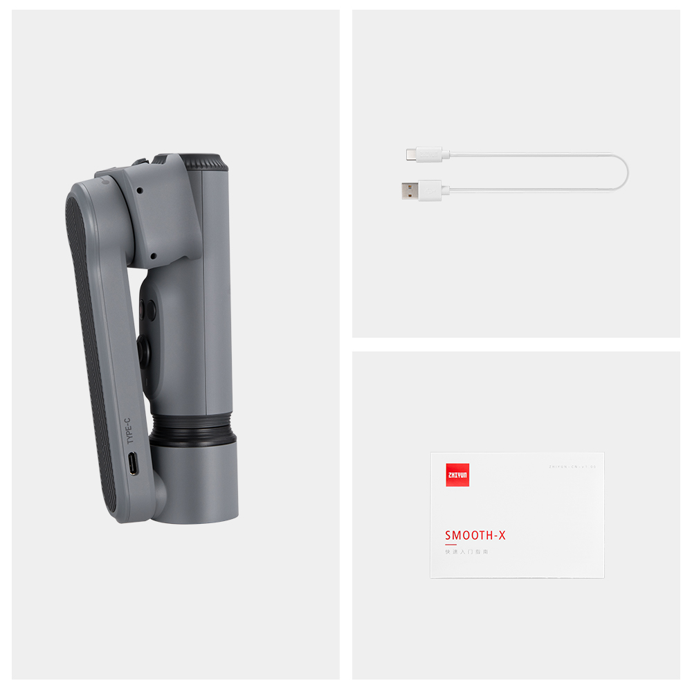 Zhiyun smooth x selfie stick stabilisator mobiltelefon telefonholder gimbal smartphone stativ til telefon håndholdte gimbals cell mobil: Grå
