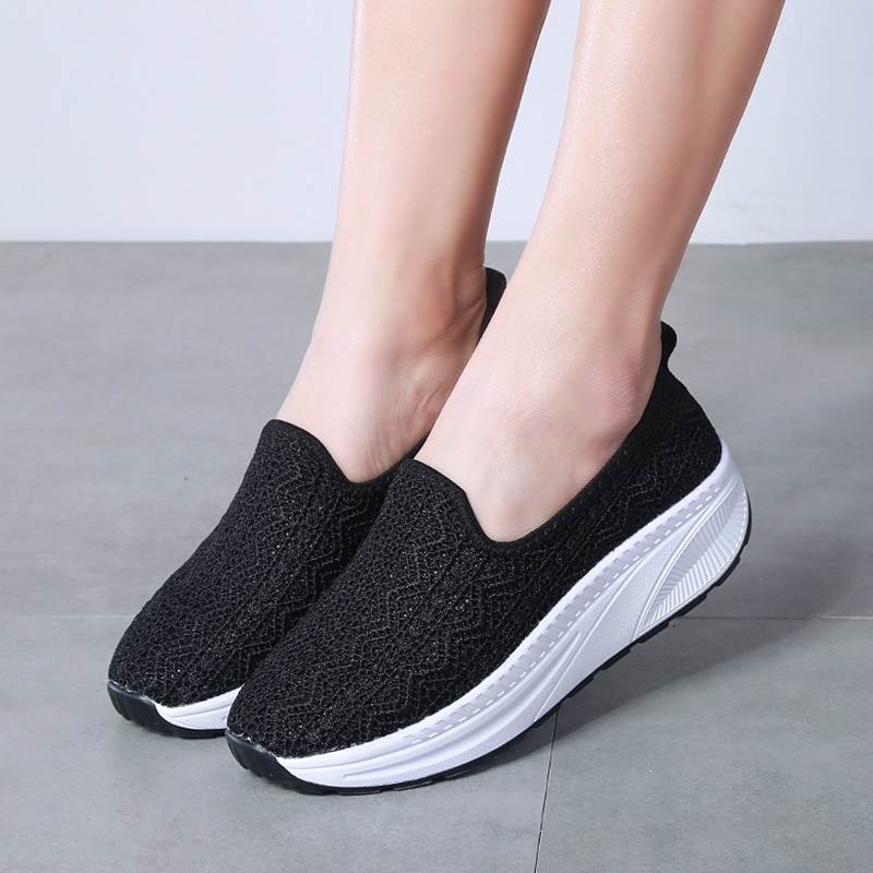 Minika Summer women Lace women sneakers platform heel 5 cm Toning shoes for women deportes y fitnes sapato feminino