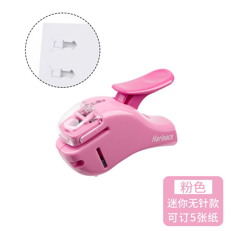 KOKUYO Safe Easy Use Large Press Type Harinacs Staple-Free Manual Stapler Embossing Plier Stapler Office Stationery: 1 pc Mini Pink